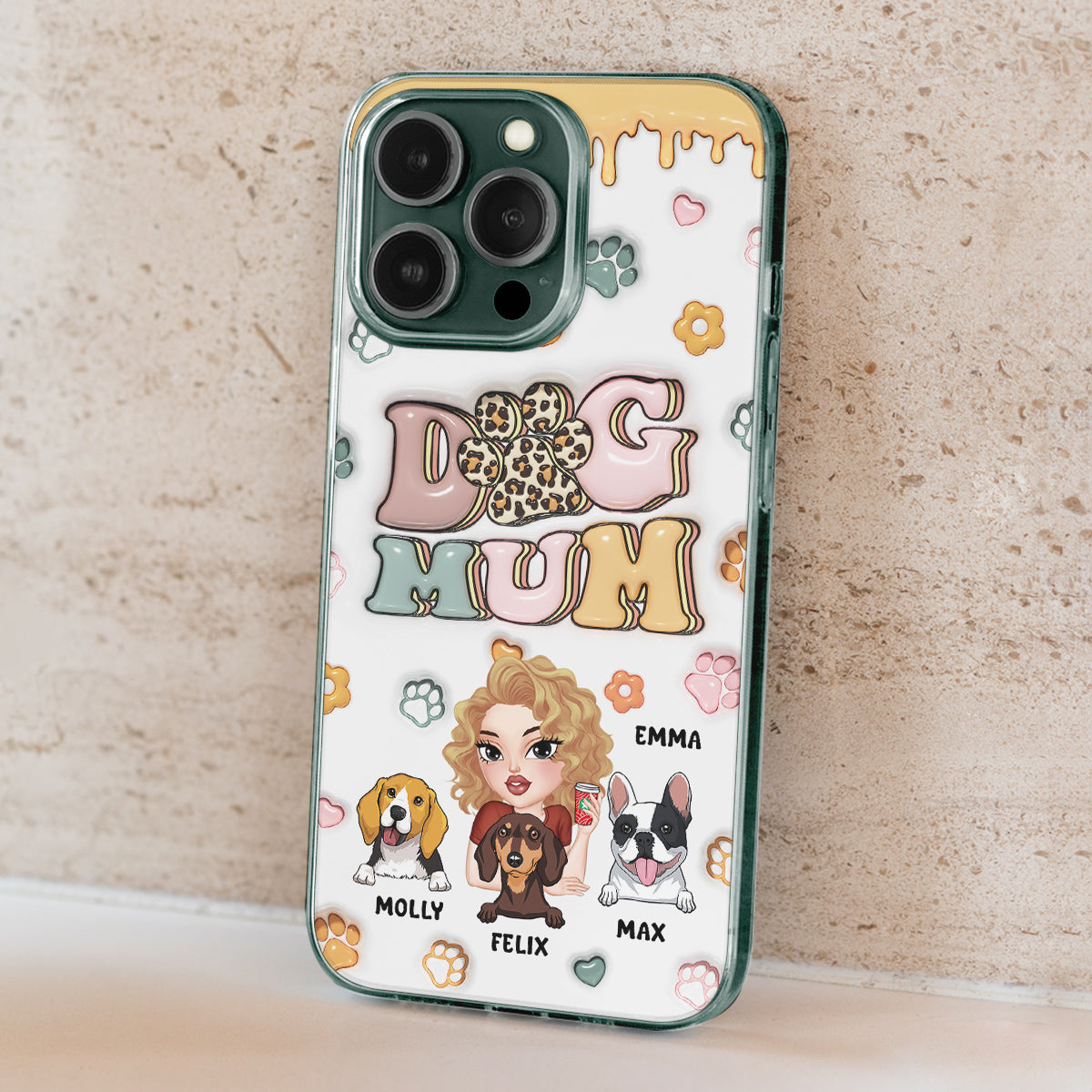 Dog Mama - Stunning Personalized Custom 3D Inflated Effect Phone Case for All Smartphones