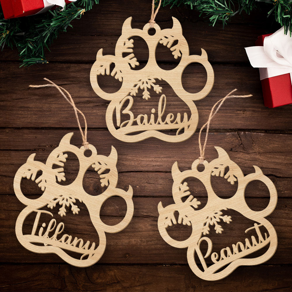 Cat Paw - Personalized Custom 1-layered Wood Christmas Ornament for Pet Lovers