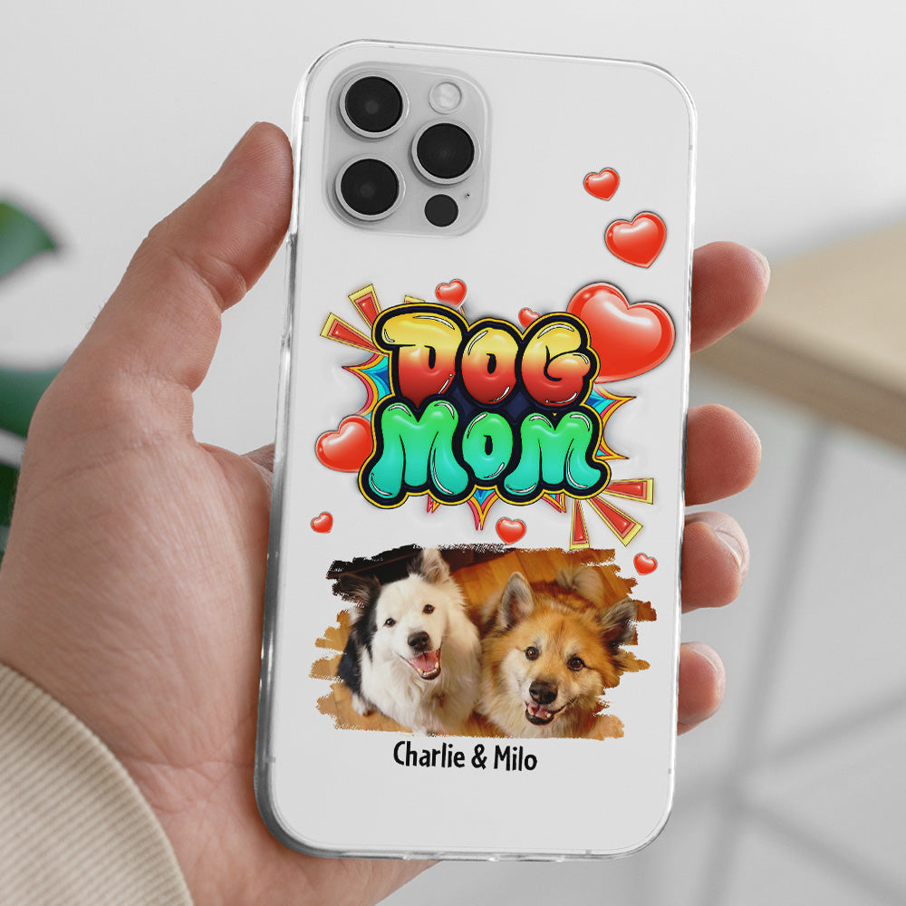 Dog Mom Gradient Photo - Personalized Custom 3D Inflated Effect Luxury Phone Case for Smartphones