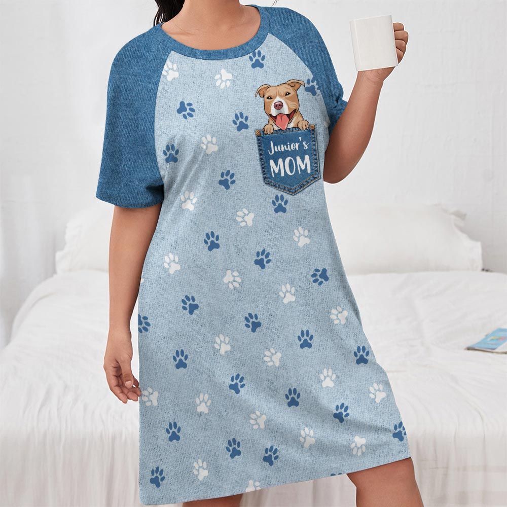 Personalized Custom 3/4 Sleeve Pocket Dog Mom Dress - Soft & Stylish for Any Occasion