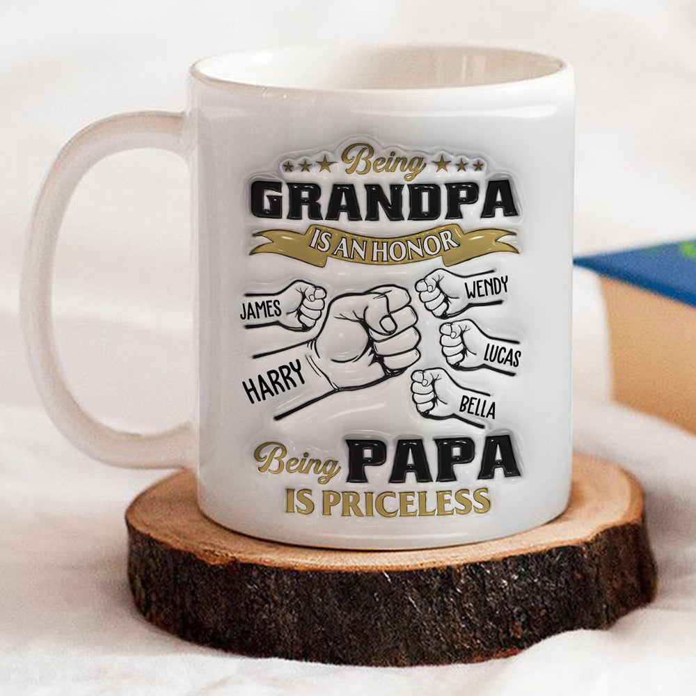 Being Papa - Stunning Personalized Custom 3D Inflated Effect Ceramic Mug in 11oz and 15oz Sizes
