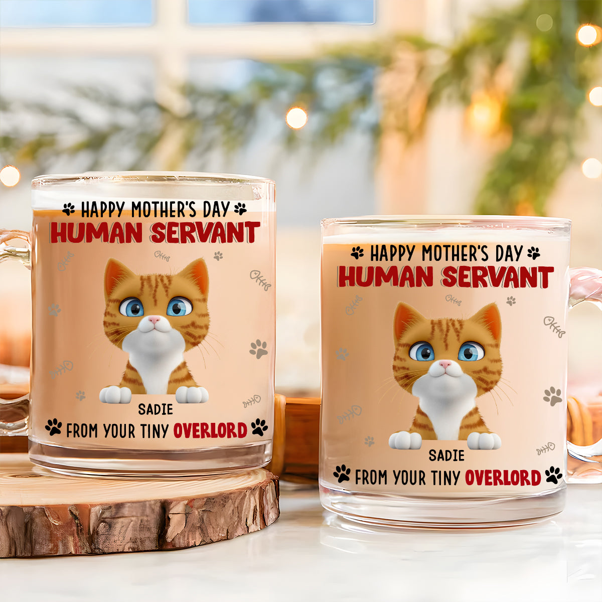 Happy Human Servant - Exquisitely Personalized Custom Glass Mug with 11 oz Capacity