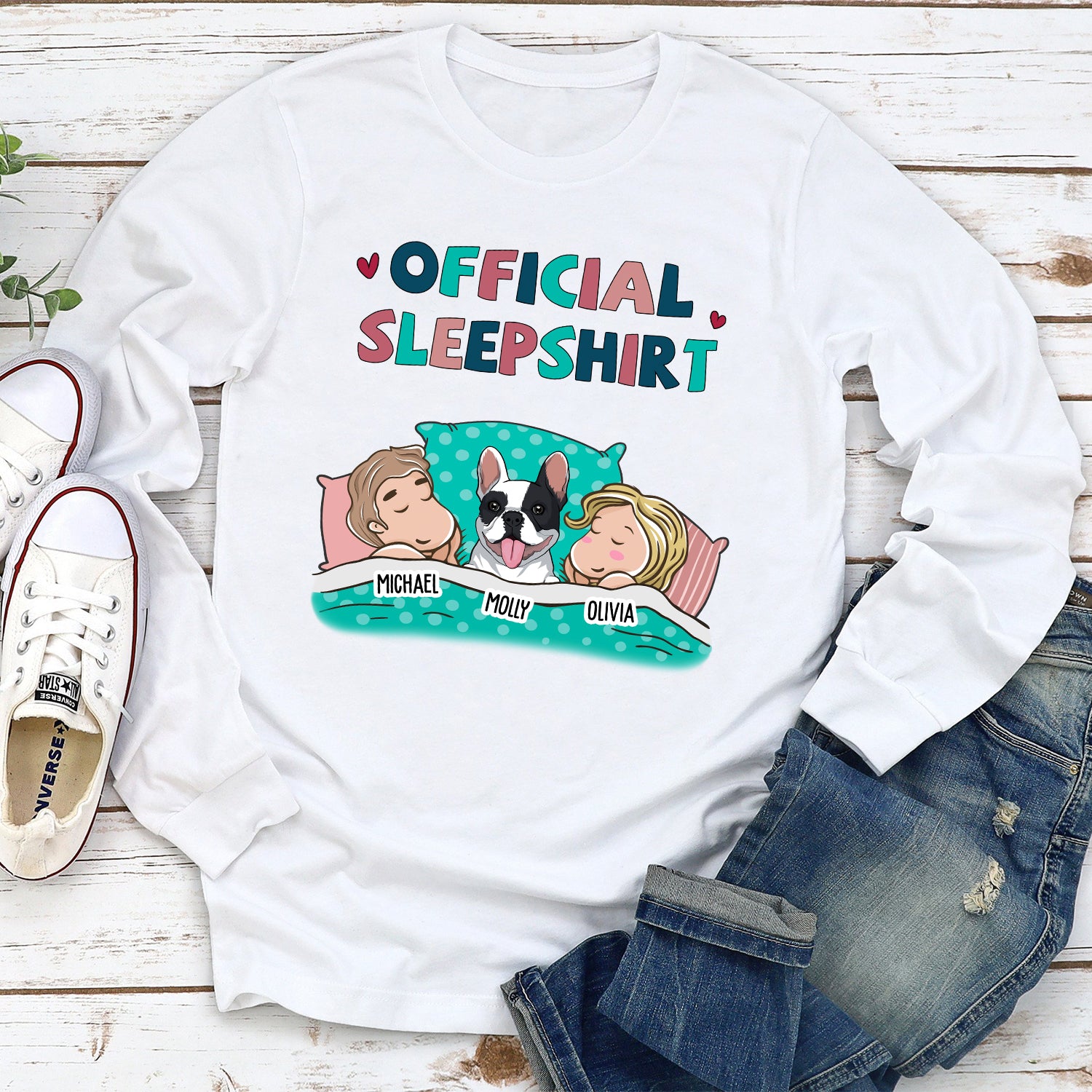 Personalized Custom Long Sleeve Pet Sleepshirt For Couples - Ideal Gift for Pet Lovers