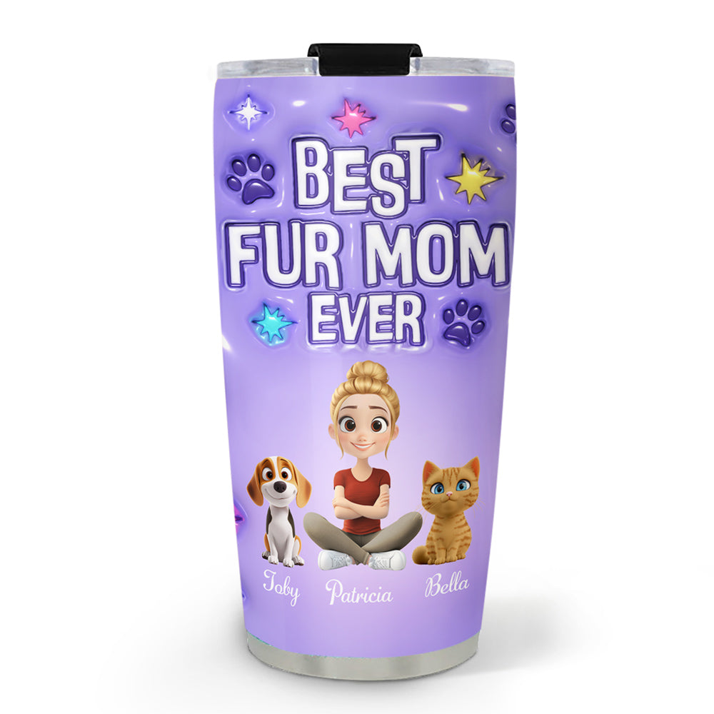 Pet Mom Power - Personalized Custom 3D Inflated Effect 20oz Stainless Steel Tumbler for Ultimate Drink Insulation