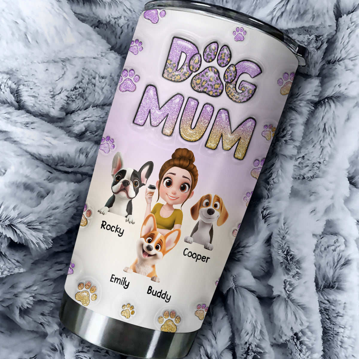 Unique Personalized Custom 3D Inflated Effect Tumbler - The Perfect Dog Mom Keepsake