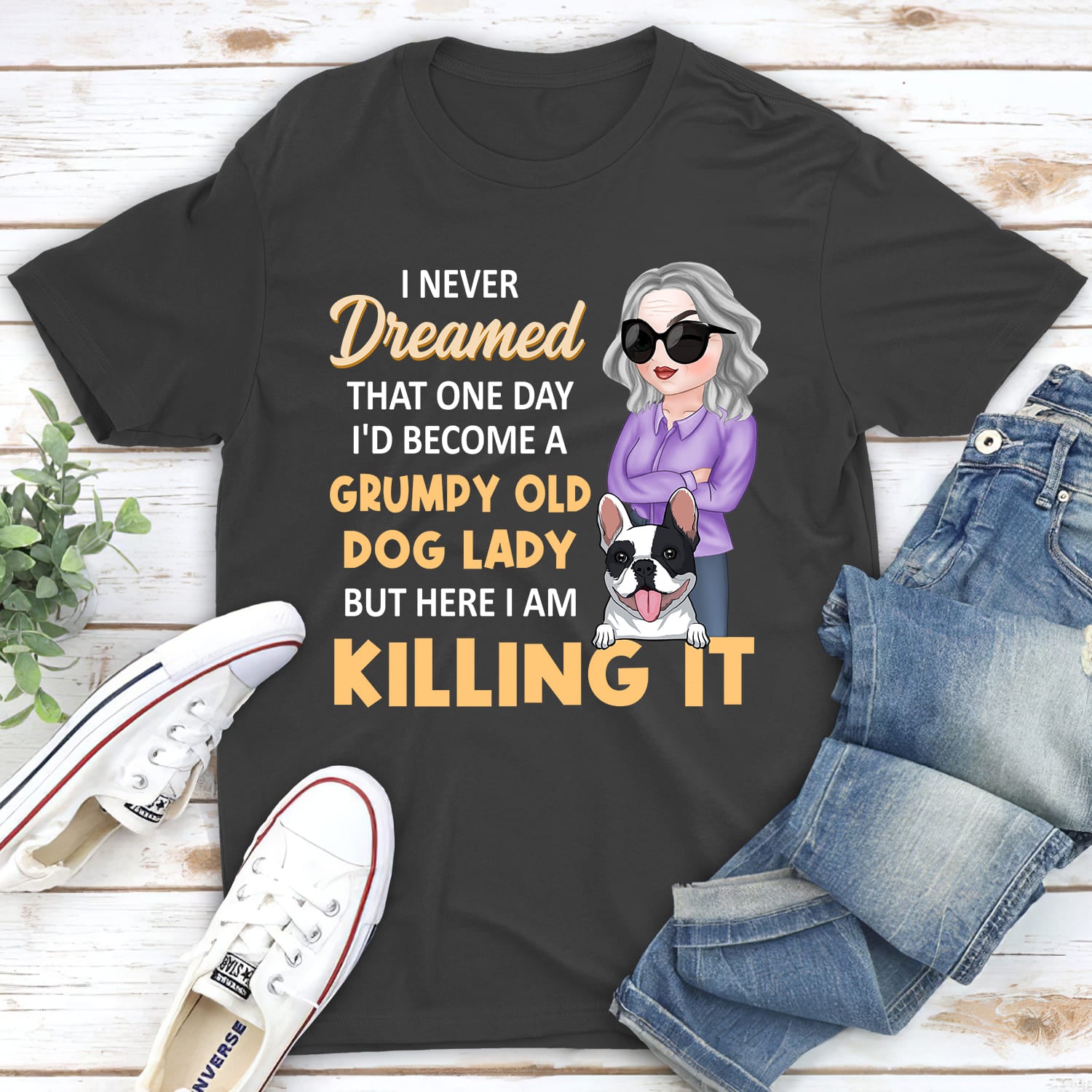 A Grumpy Dog Lady - Personalized Custom Unisex 5.3 oz Heavy Cotton T-shirt