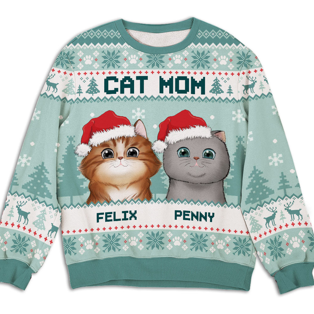 Cat Parents Mint - Customizable All-Over-Print Unisex Sweatshirt for Pet Lovers