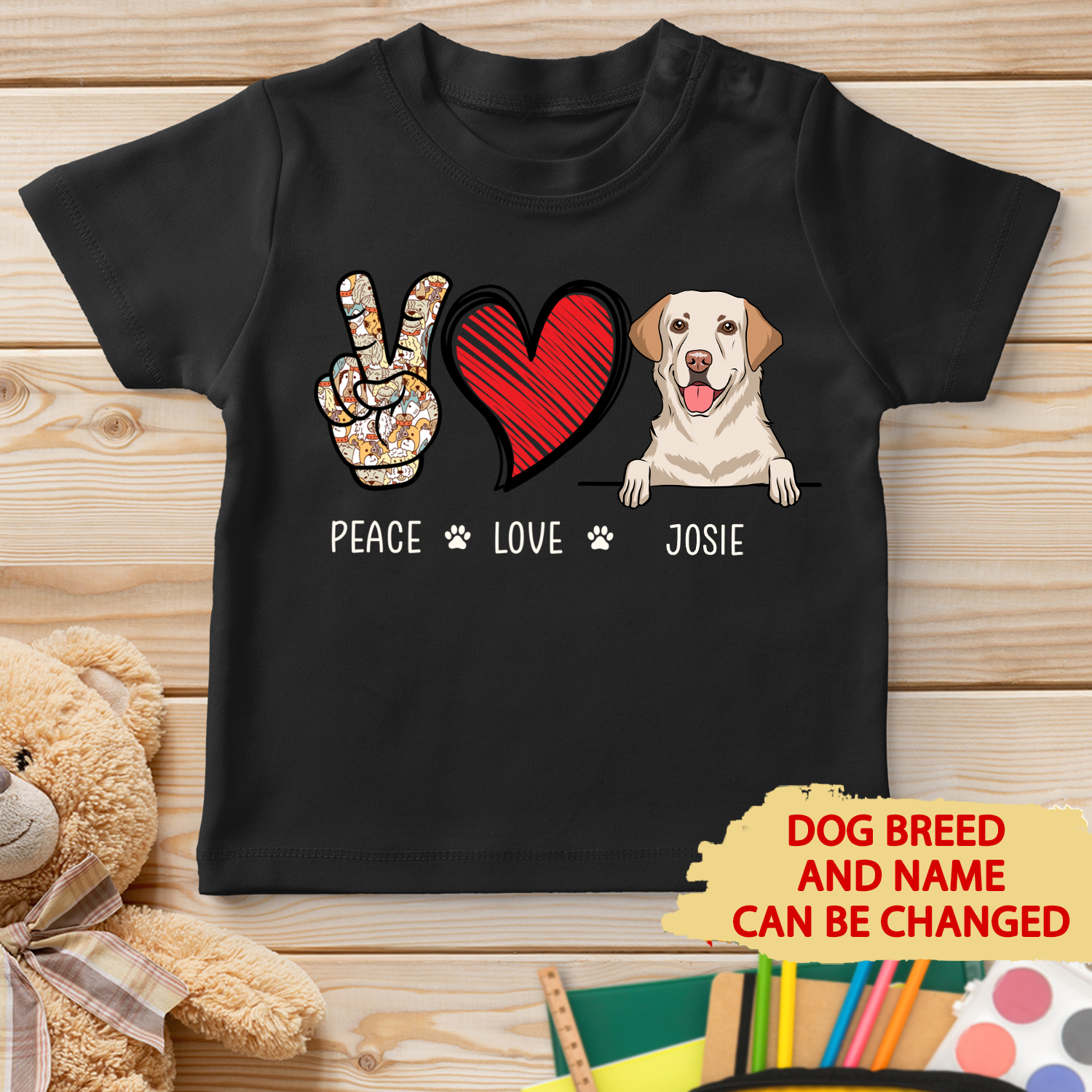 Peace Love Dog - Personalized Custom Unisex Youth T-shirt for Pet Lovers
