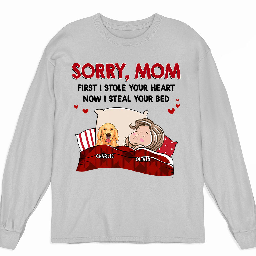 Sorry For Stealing Your Bed - One-of-a-Kind Personalized Custom Long Sleeve Unisex T-shirt for Pet Lovers