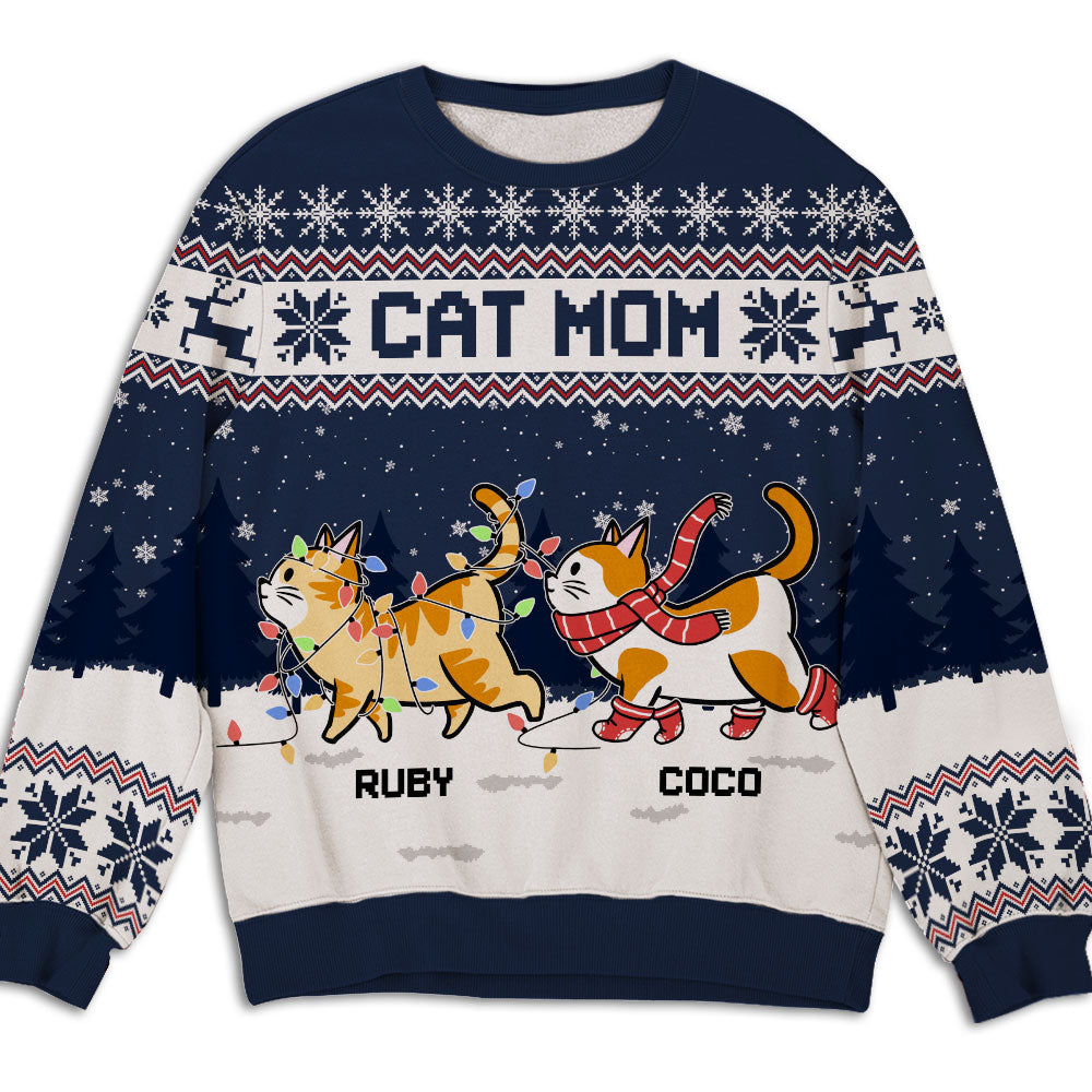 Cat Parents - Personalized Custom All-Over-Print Unisex 8.8 oz Polyester Blend Sweatshirt