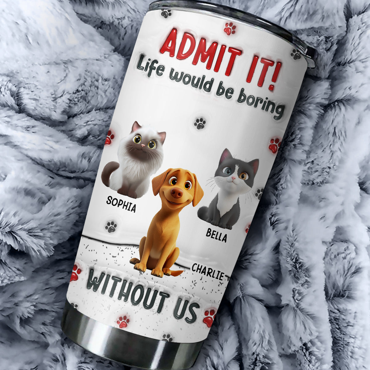 Accept It Pet - Personalized Custom 3D Inflated Effect 20oz Stainless Steel Tumbler for Multiple Occasions
