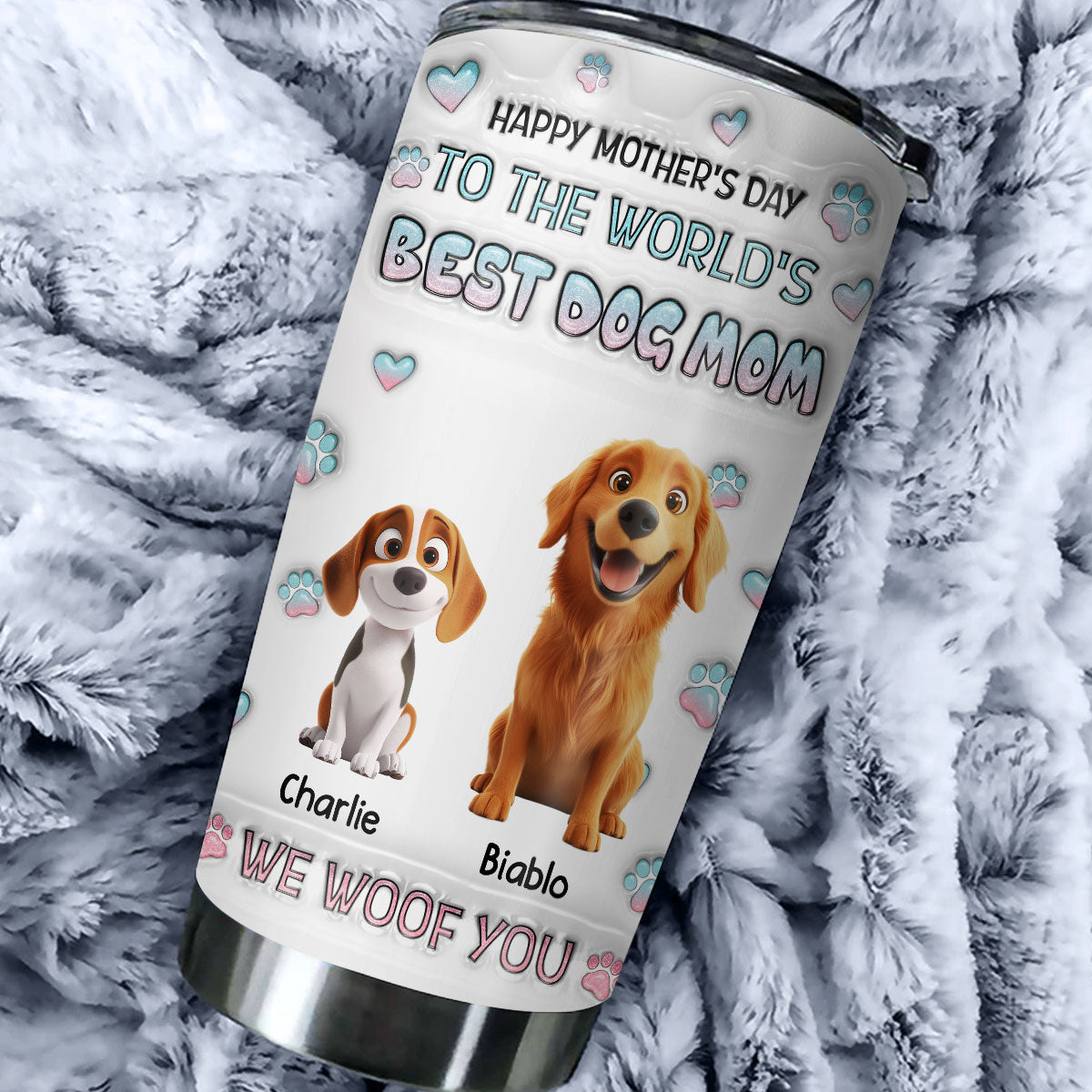 I Woof You Best Chibi Dog Mom - Personalized Custom 3D Inflated Effect 20oz Stainless Steel Tumbler for All Occasions