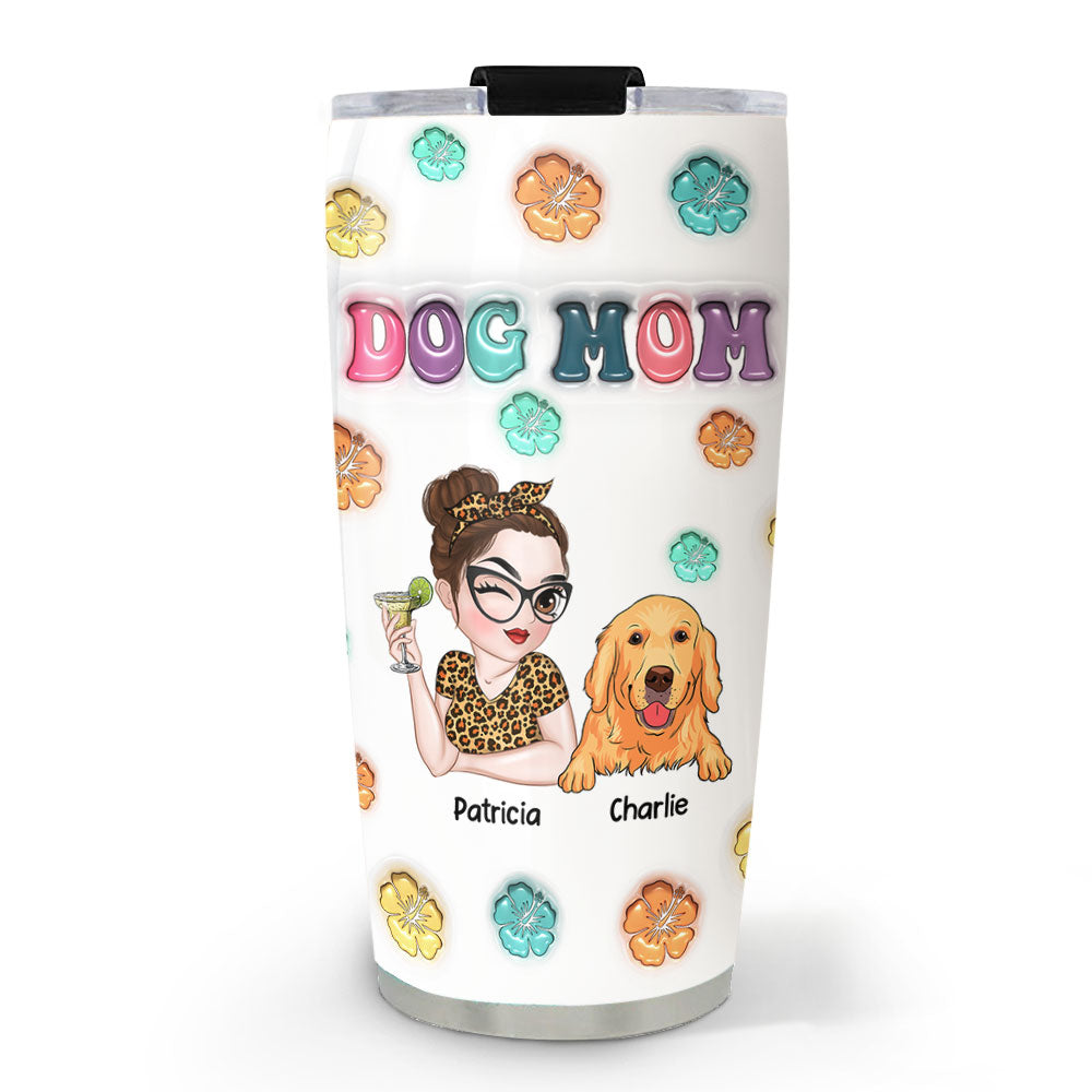 Dog Mom Summer - Customizable 3D Inflated Effect Personalized 20oz Stainless Steel Tumbler
