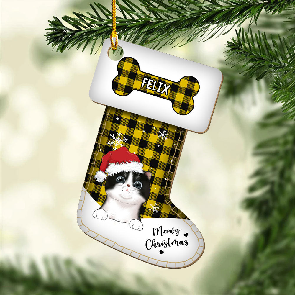 Personalized Custom 1-layered Wood Pet Christmas Stocking Ornament