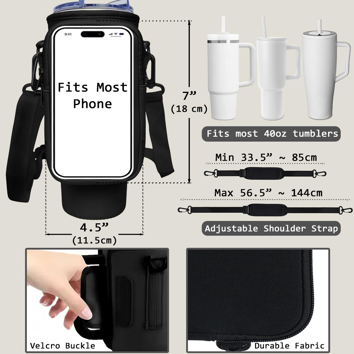 Tiny Furry Overlords - Premium Personalized Custom 40oz Water Bottle Carrier Bag for Daily Adventures