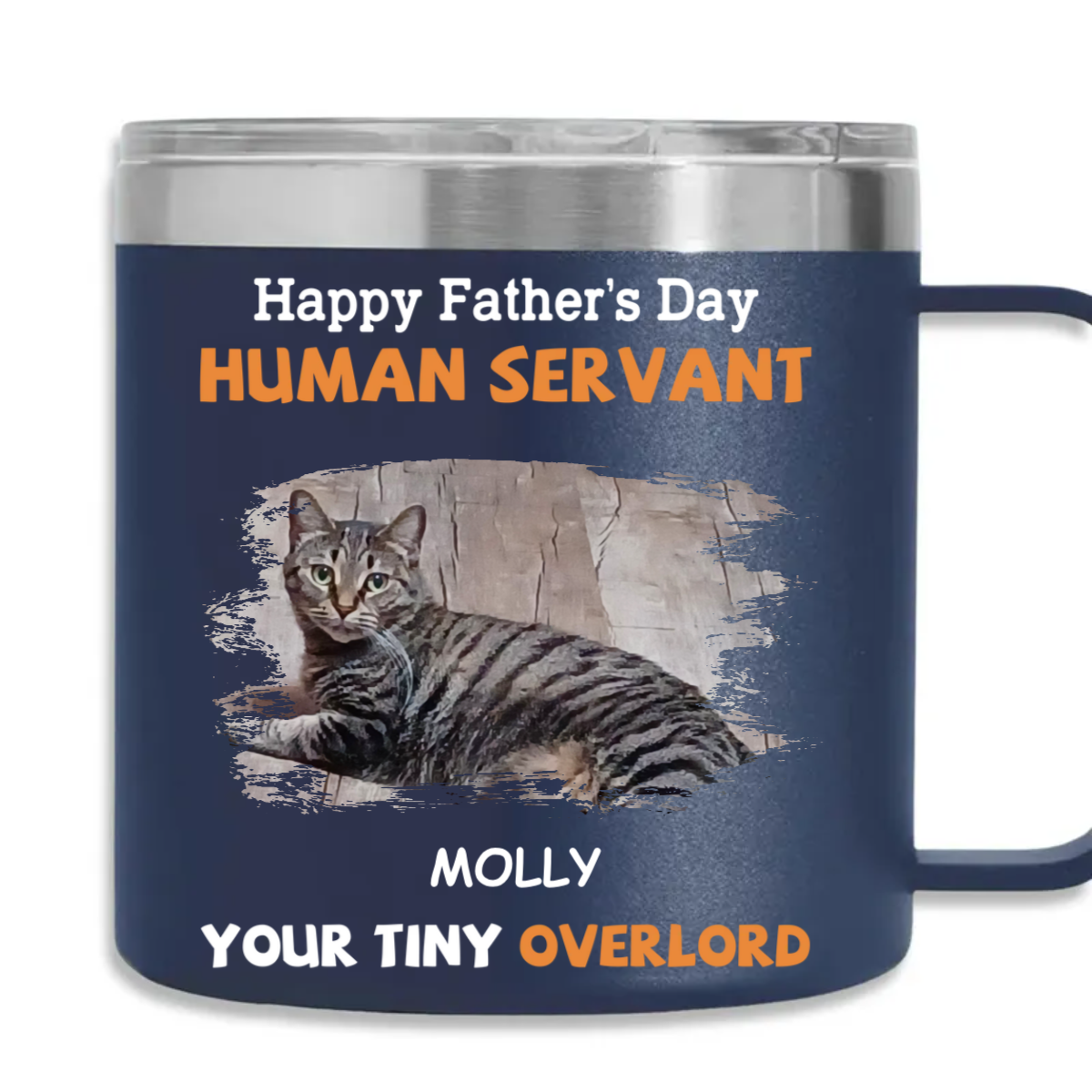 Personalized Custom 14oz Stainless Steel Tumbler with Handle - A Perfect Gift for Your Human Servant