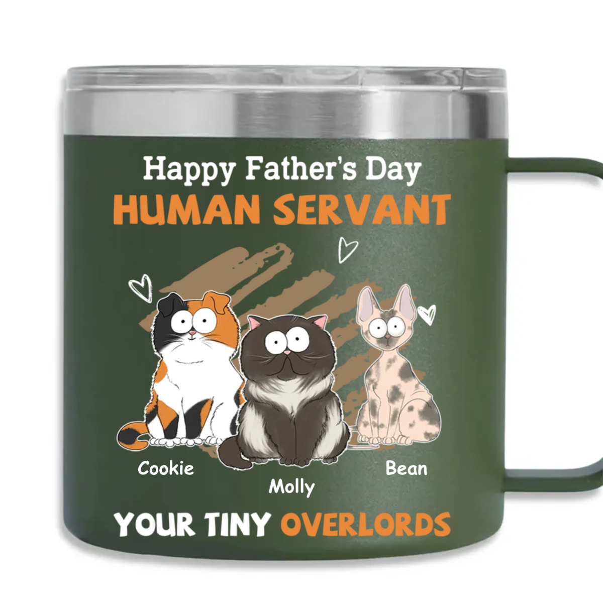 Personalized Custom 14oz Stainless Steel Tumbler with Handle - A Perfect Gift for Your Human Servant