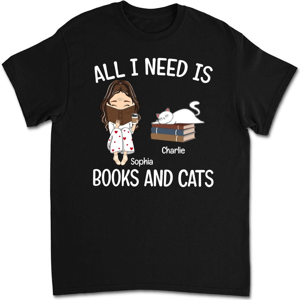 Books And Cats - Exquisite Personalized Custom Unisex 5.3 oz T-shirt