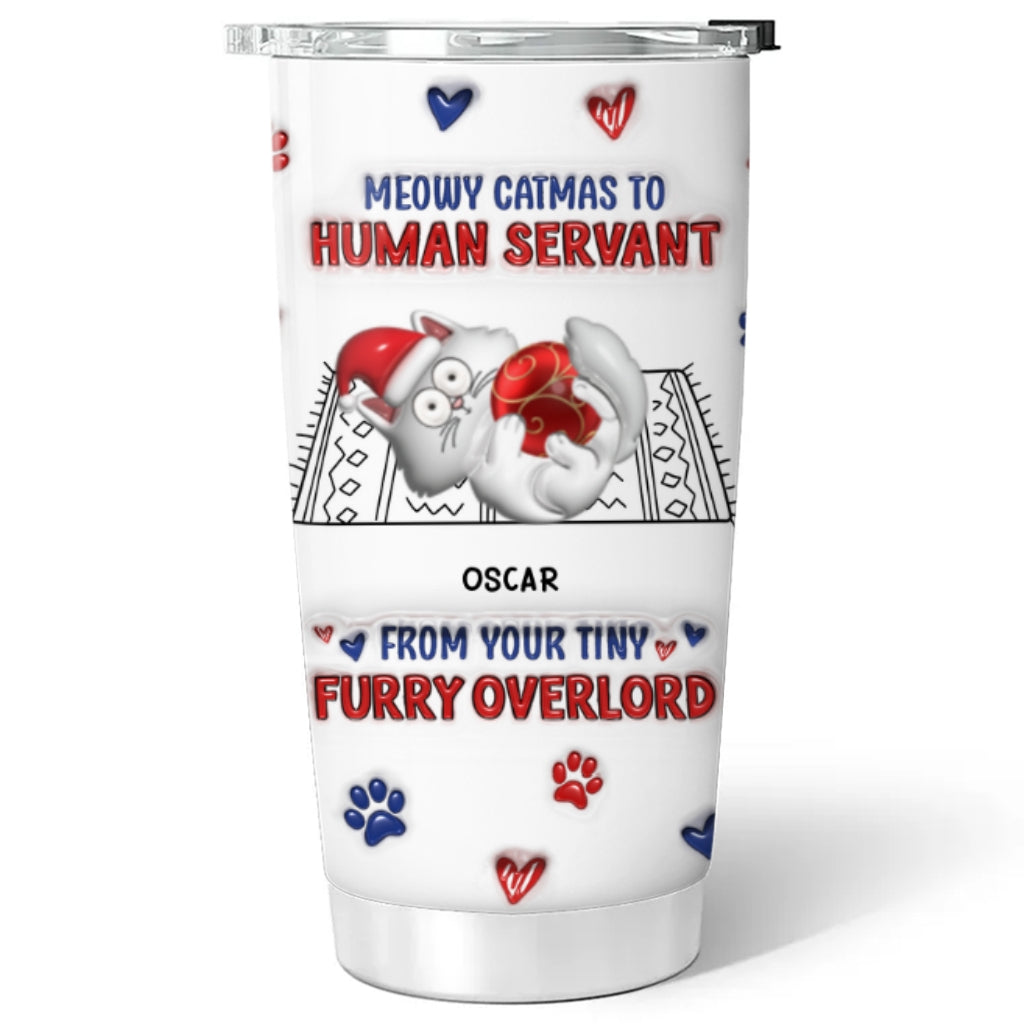 Meowy Catmas Personalized 3D Inflated Effect Custom Tumbler - High - Quality 20oz Stainless Steel Drinkware