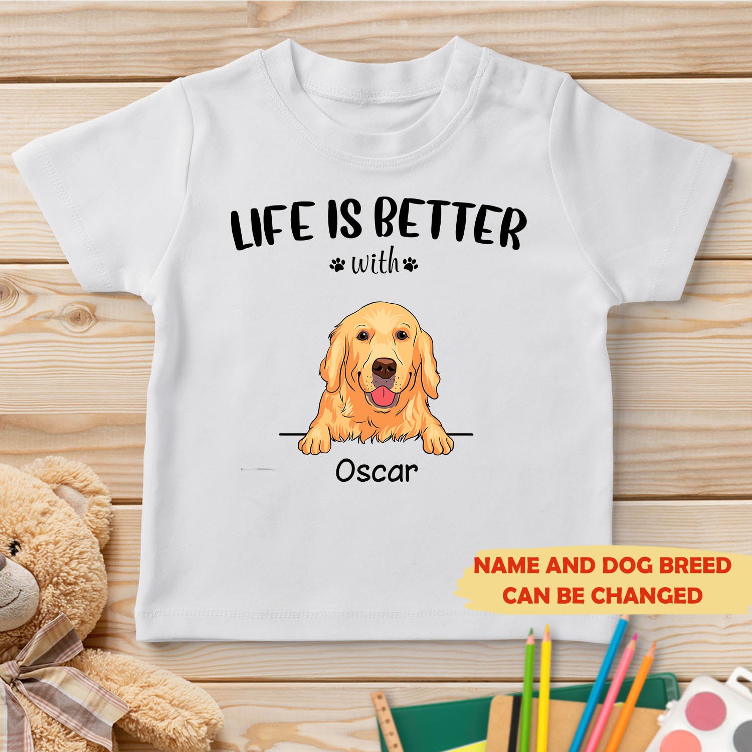 Life is better - Customizable Classic Unisex Youth T-shirt for Pet Lovers