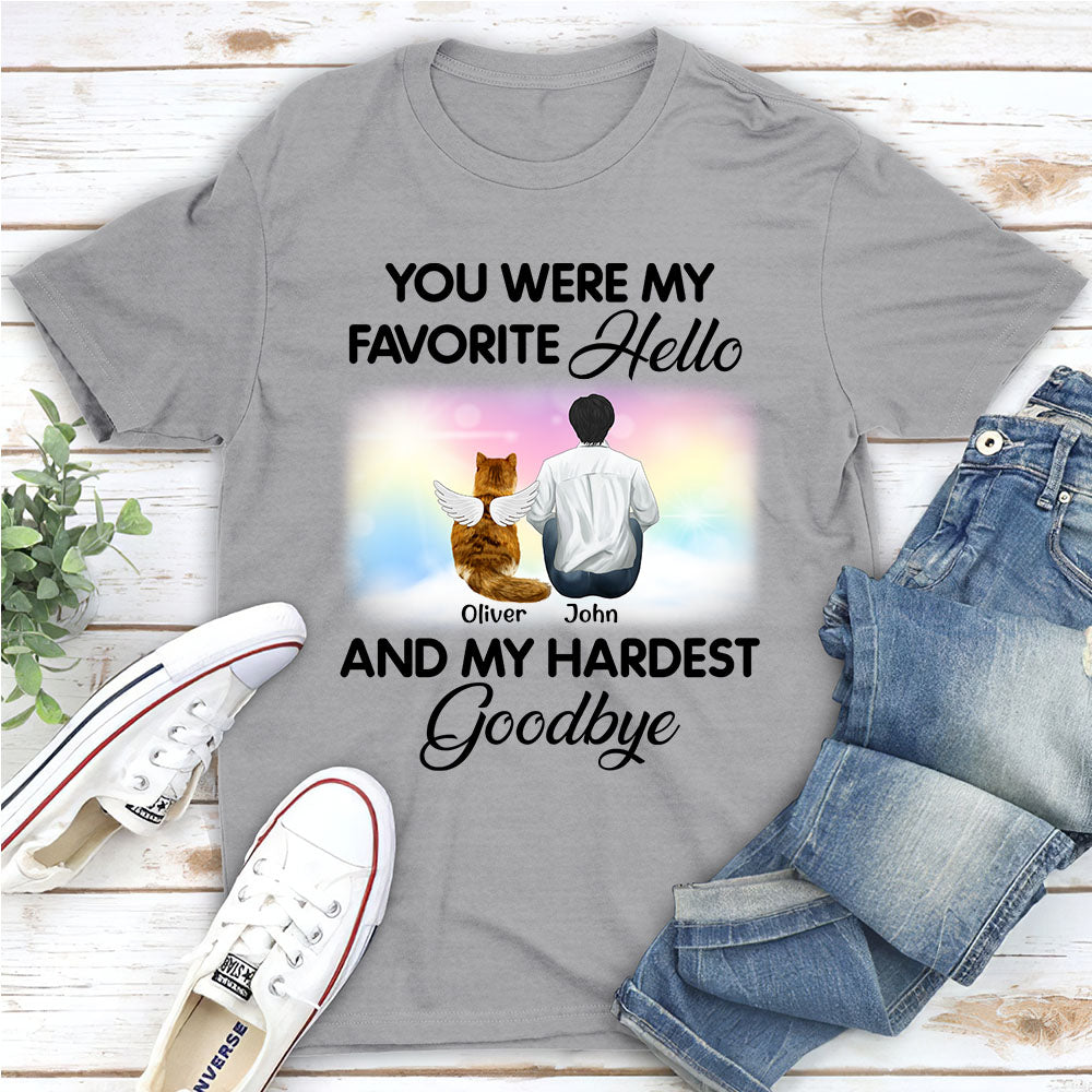 My Favorite Hello Cat - Personalized Custom Unisex Memorial T-shirt for Pet Lovers