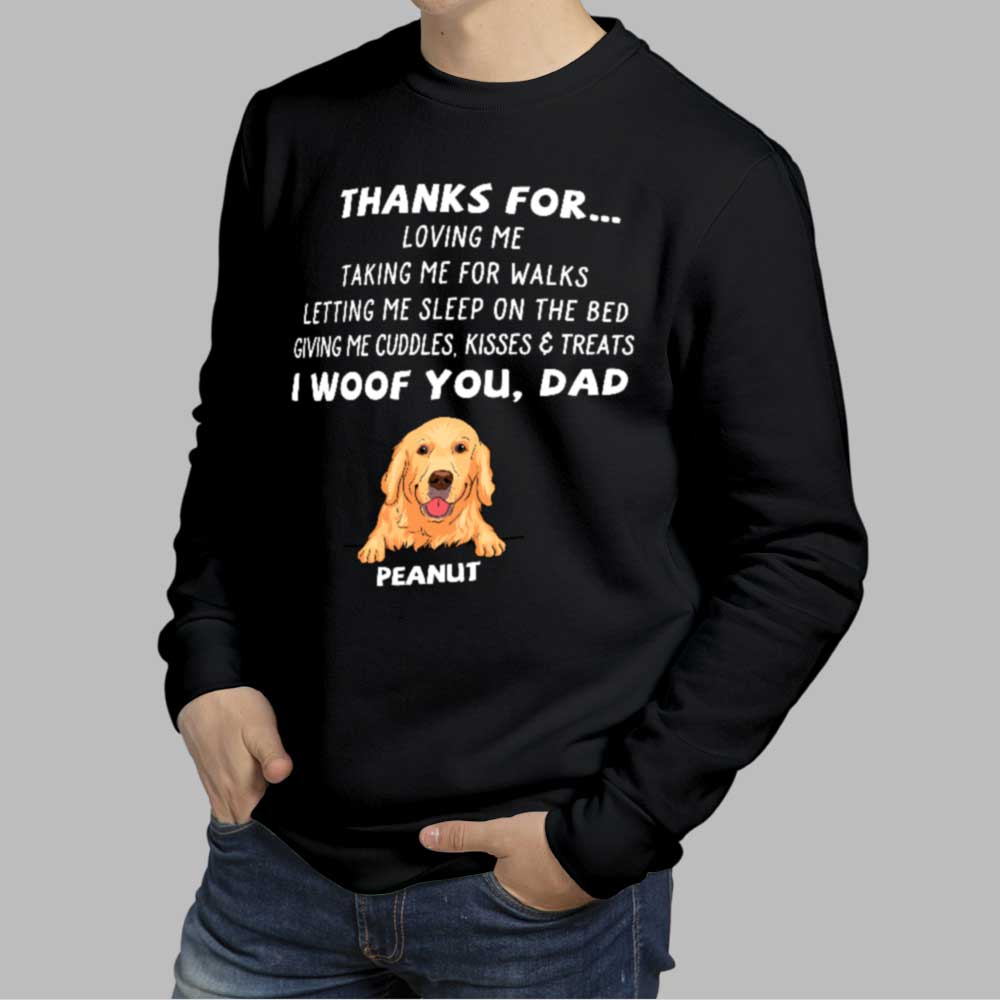 Dog Thanks For... - Personalized Custom Unisex 6.0 oz Long Sleeve T-shirt for Pet Lovers