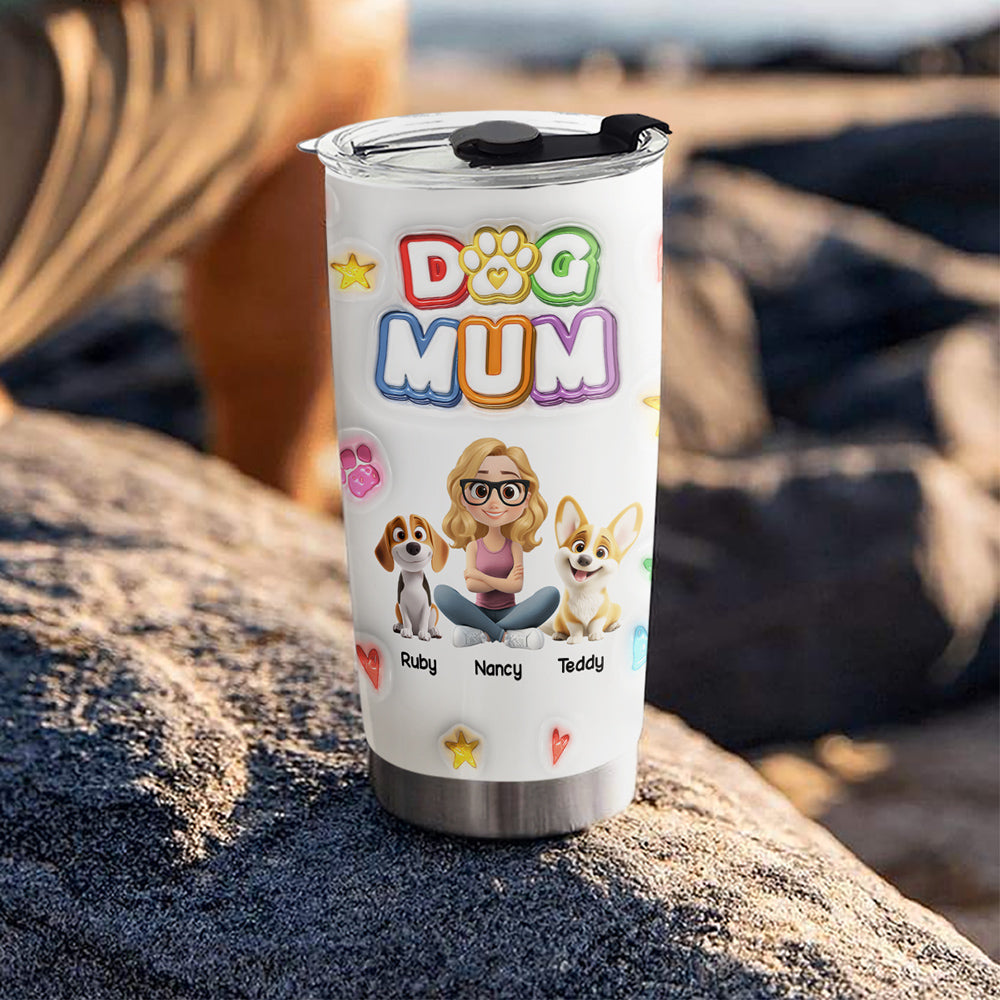 Best Dog Mom Ever Personalized Custom 3D Inflated Effect Crayon - Style Tumbler, 20oz