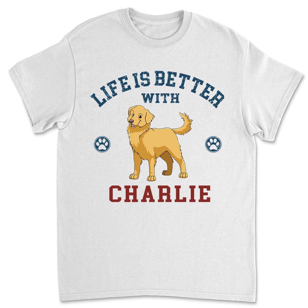Life Is Better Retro - Personalized Custom Unisex 5.3 oz T-shirt for Pet Lovers