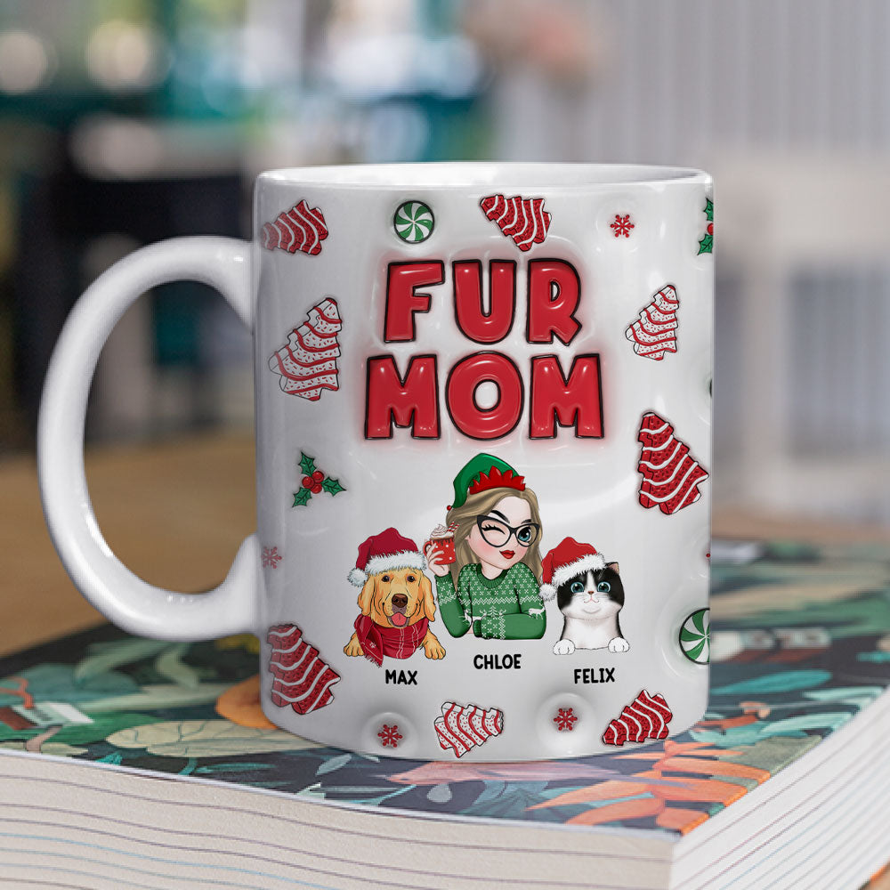 Fur Mom Tree Cake - Exquisitely Personalized Custom 3D Inflated Effect 11oz/15oz Mug