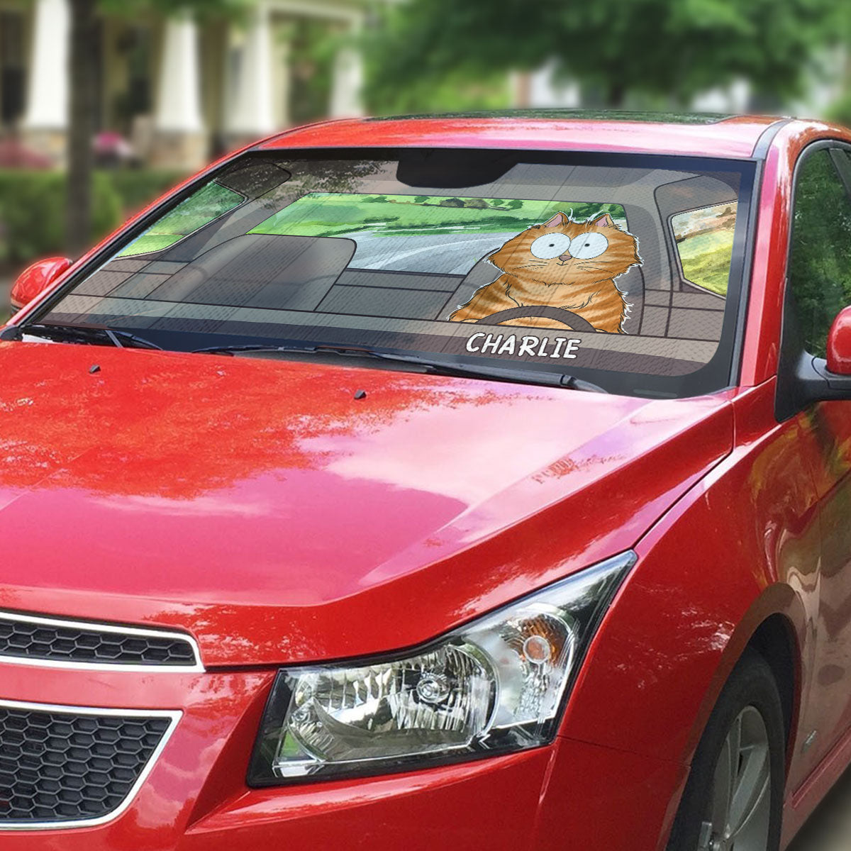 Cool Kitty - Customizable High - Quality Double - Insulated Personalized Car Sunshade (57x27.5 in)
