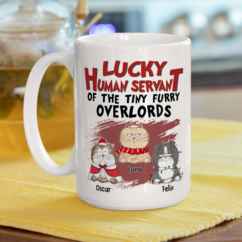 Lucky Human Servant - Personalized Custom Ceramic Coffee Mug for Pet Lovers (11oz & 15oz Sizes)