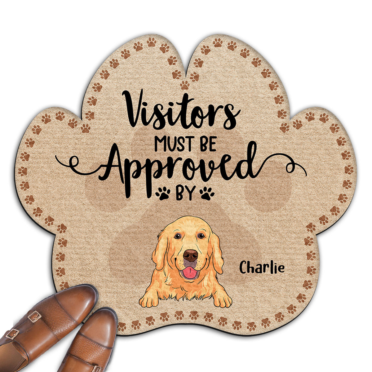 Personalized Custom Doormat - Visitors Must Be Approved By, Featuring Your Dog's Picture