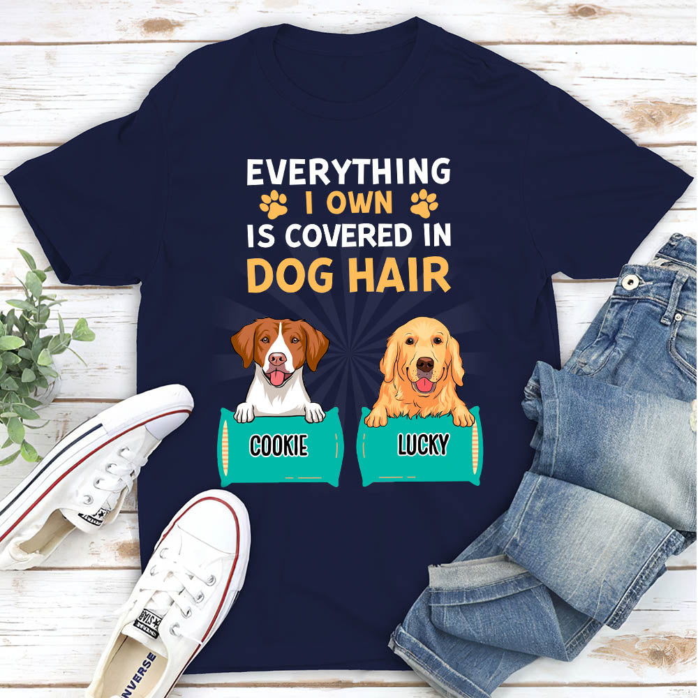 Covered In Dog Hair - Personalized Custom Unisex 5.3 oz T-shirt for Pet Lovers