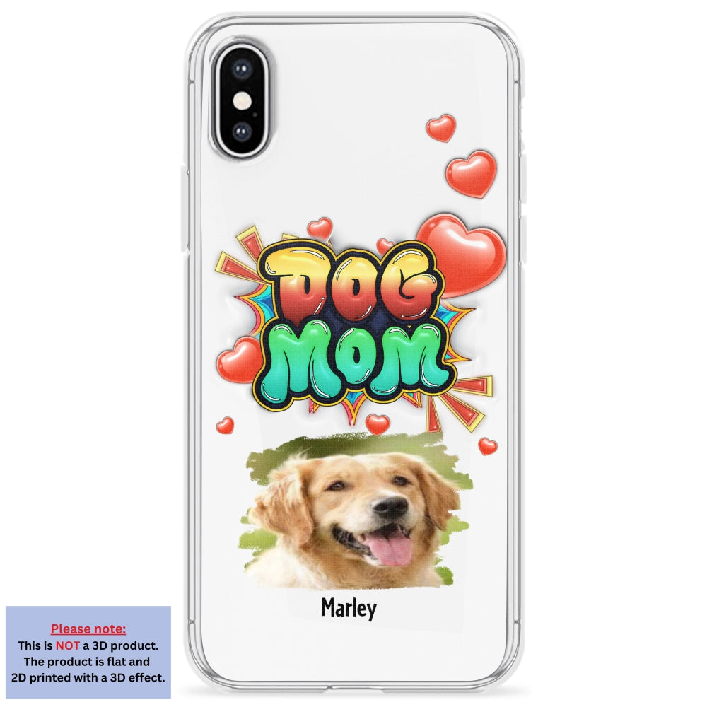 Dog Mom Gradient Photo - Personalized Custom 3D Inflated Effect Luxury Phone Case for Smartphones