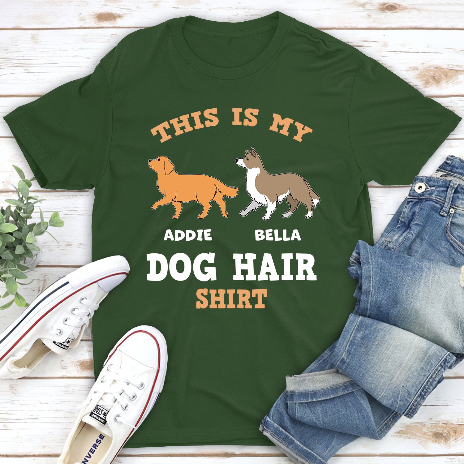 This Is My Dog Hair Personalized Custom Unisex 5.3 oz T-shirt - Ideal Gift for Pet Lovers