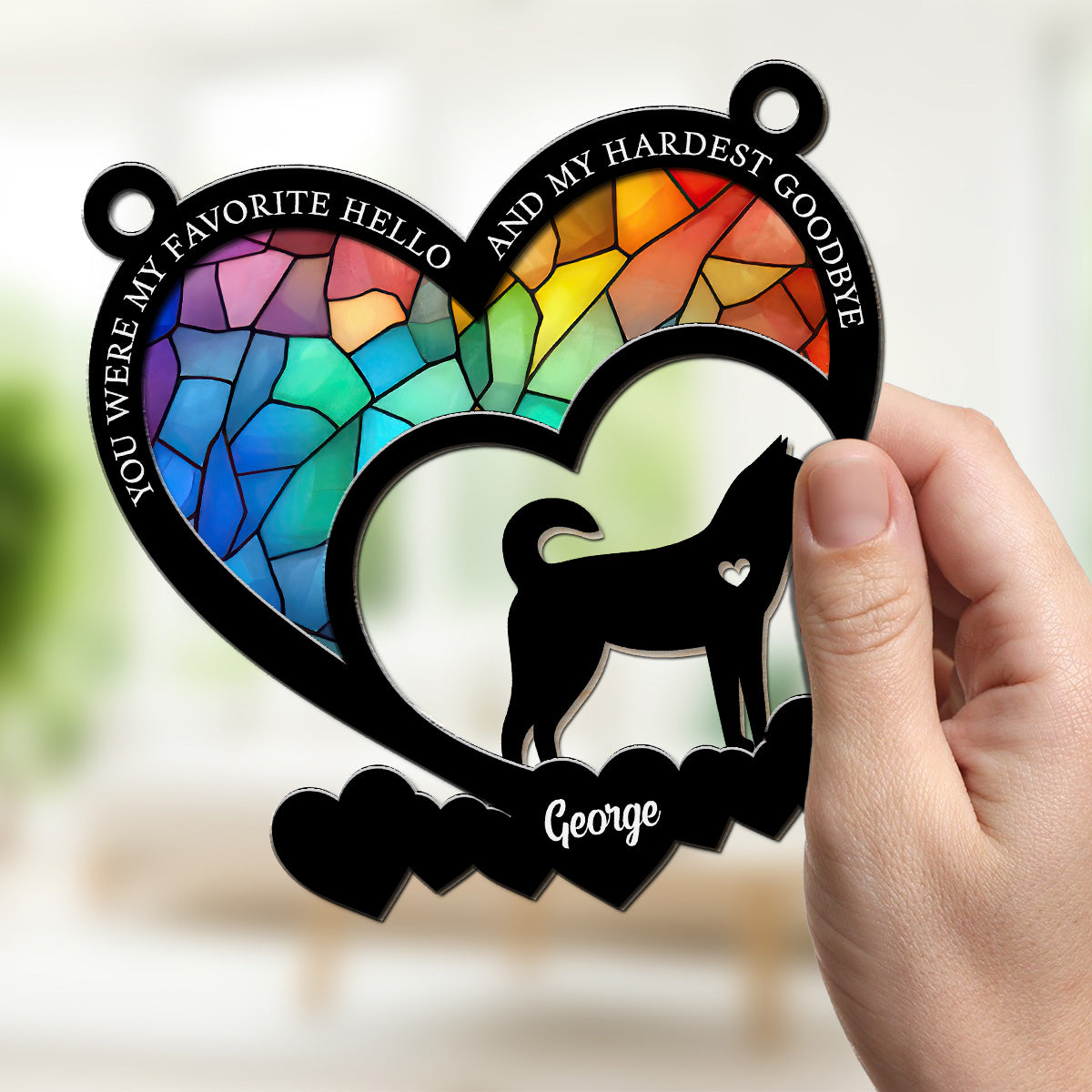 Favorite Hello And Hardest Goodbye - Premium Personalized Custom Wood and Acrylic Suncatcher in 6 or 8 Inches