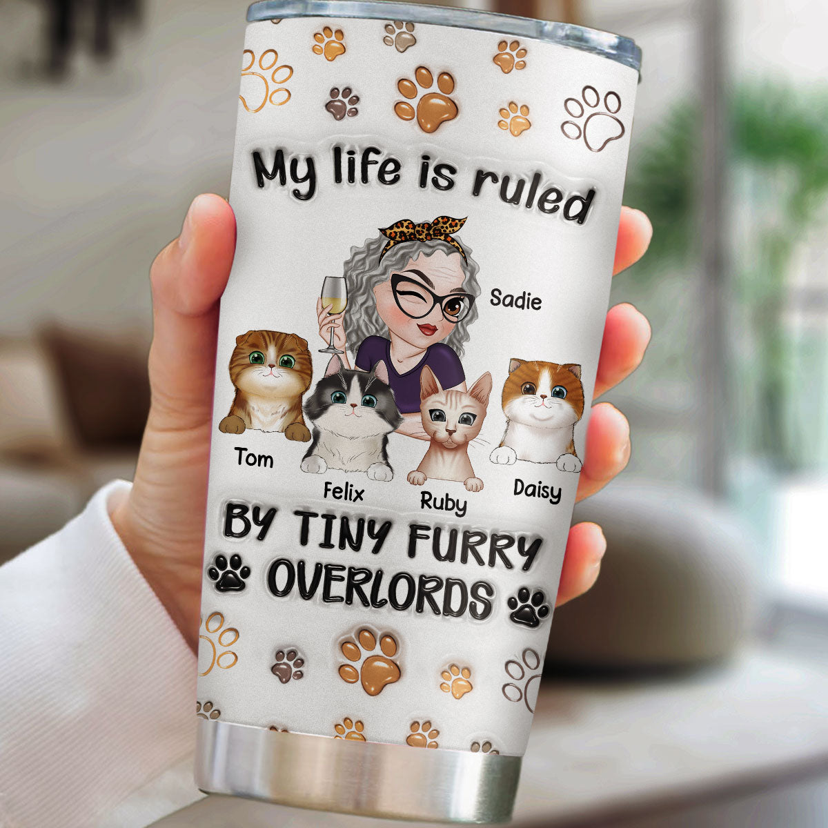 My Cats Rule My Life - Personalized Custom 3D Inflated Effect 20oz Stainless Steel Tumbler for All Occasions
