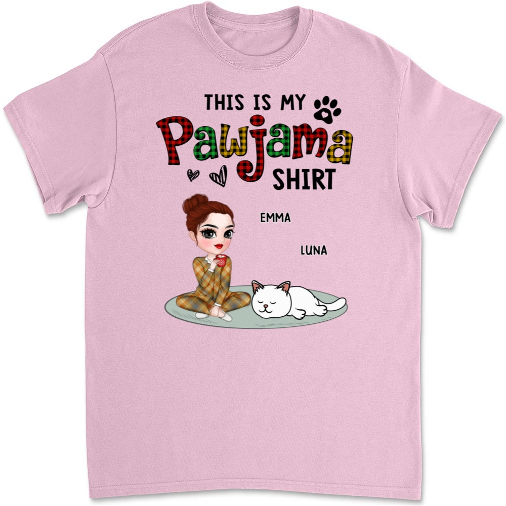 Pawjama Shirt Ver Cat - Personalized Custom Unisex 5.3 oz T-Shirt for Pet Lovers