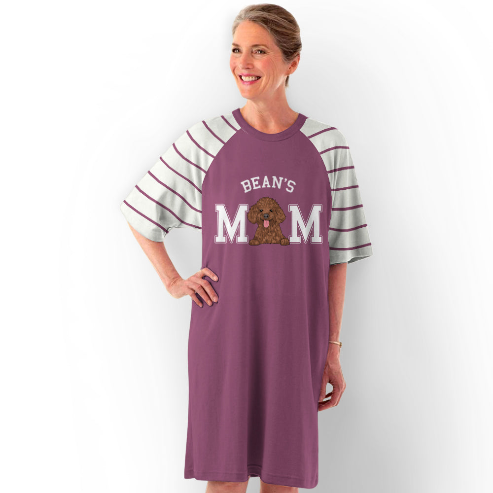 Dog Mom Personalized Custom 3/4 Sleeve Basic Striped Dress - Ideal for Every Occasion