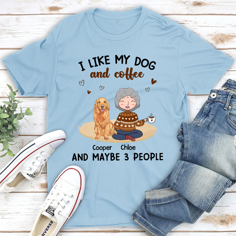 I Like My Dog And Coffee - Personalized Custom Unisex Heavy Cotton T-Shirt for Pet Lovers