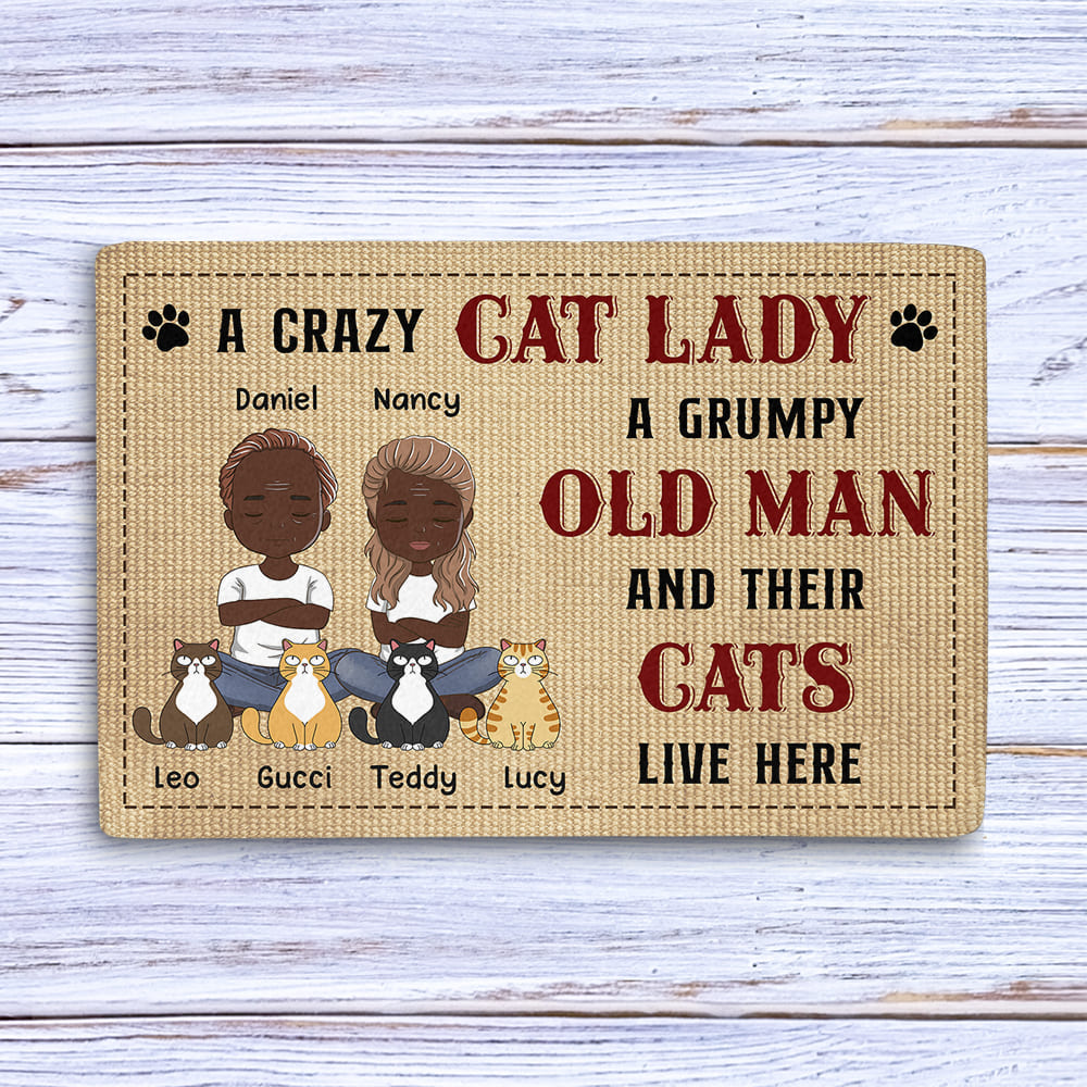 Unique Crazy Cat Lady - Personalized Custom Doormat with Dog's Picture