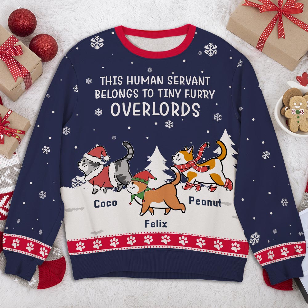 Tiny Furry Overlords - Customizable All-Over-Print Polyester Blend Unisex 8.8 oz Sweatshirt for Pet Lovers