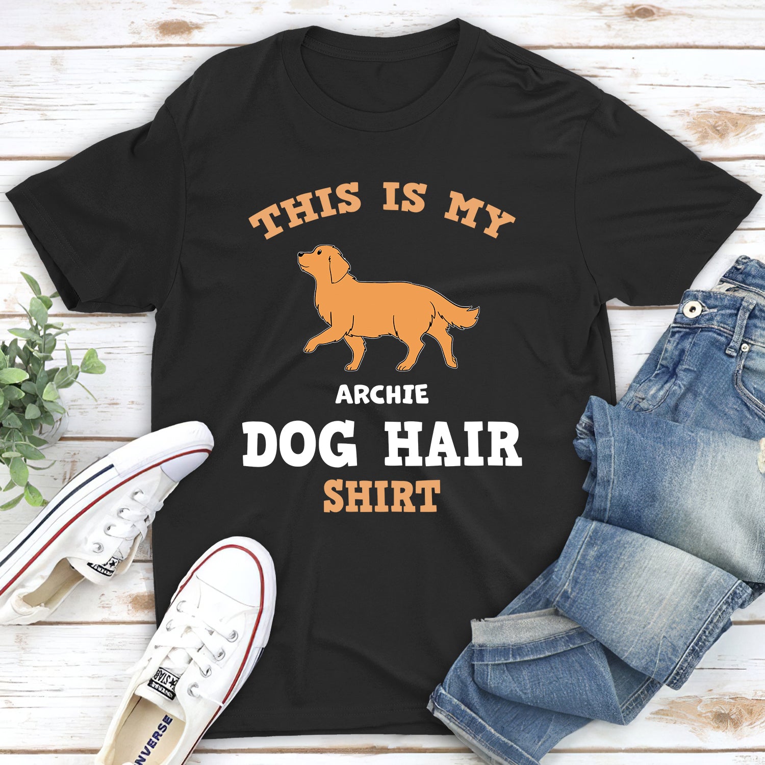 This Is My Dog Hair Personalized Custom Unisex 5.3 oz T-shirt - Ideal Gift for Pet Lovers