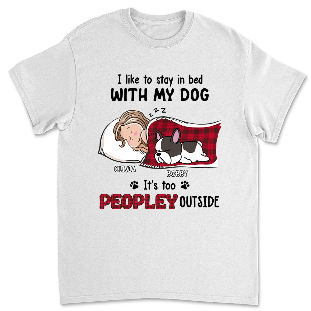 Like To Stay In Bed - Personalized Custom Unisex 5.3 oz T-shirt for Pet Lovers