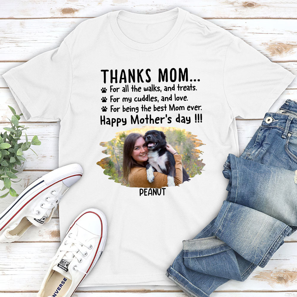 Thanks Mom Personalized Custom Unisex 5.3 oz Photo T-shirt - Ideal Gift for Pet Lovers