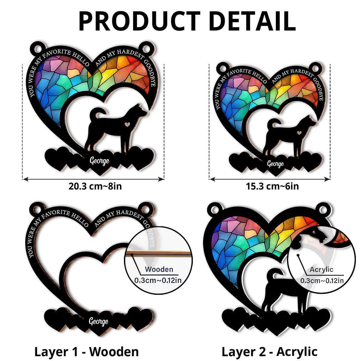 Favorite Hello And Hardest Goodbye - Premium Personalized Custom Wood and Acrylic Suncatcher in 6 or 8 Inches