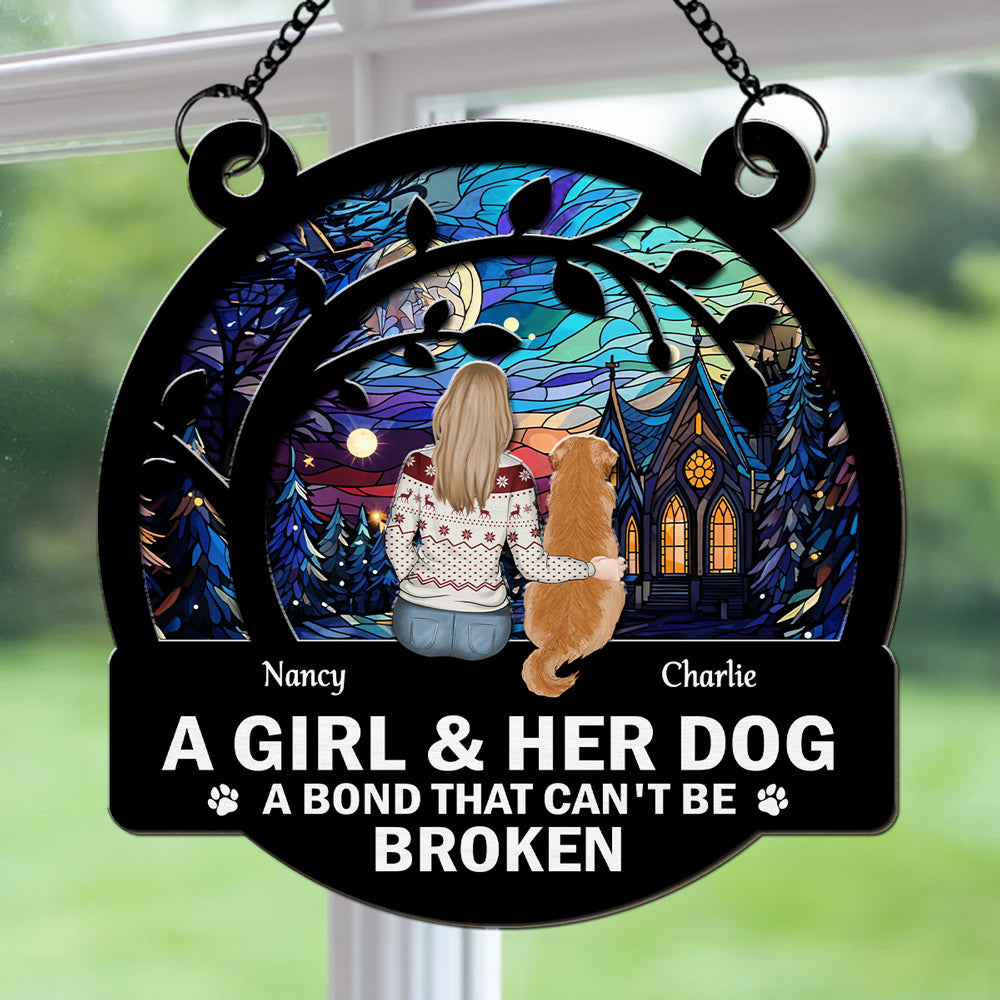 Personalized Custom Suncatcher: Celebrating the Precious Bond Between a Girl and Her Dog