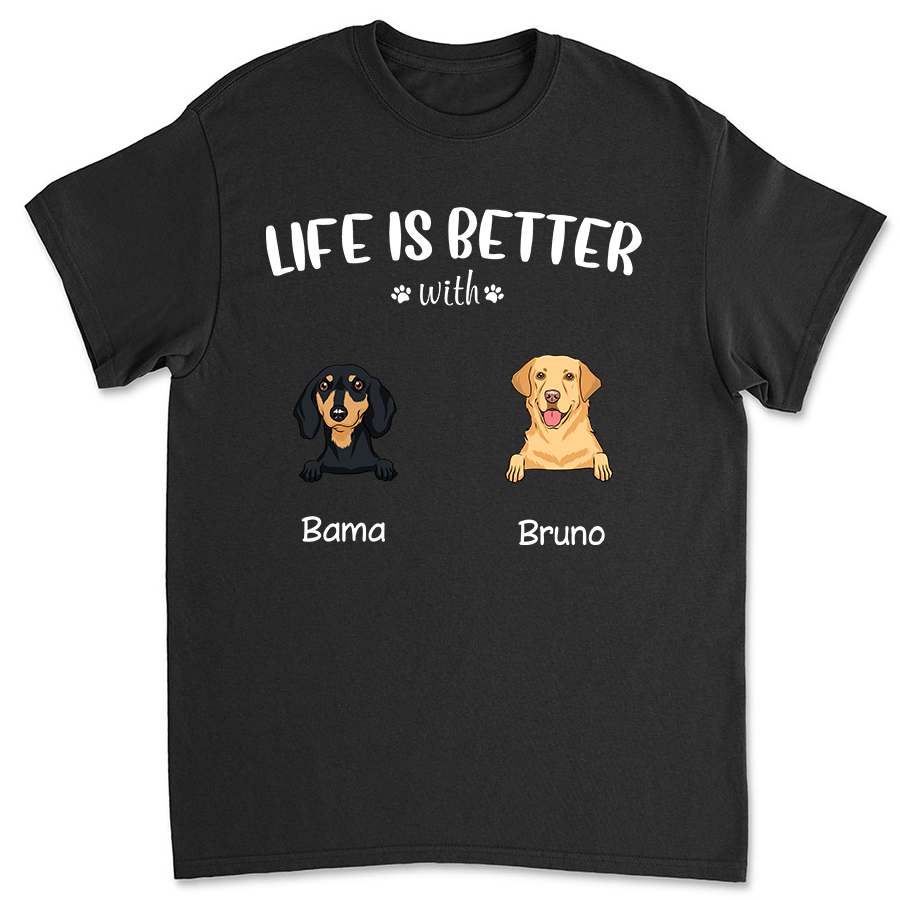 Life is better (White text) - Personalized Custom Unisex 5.3 oz Heavy Cotton T-shirt