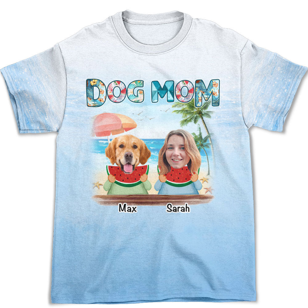 Customizable Dog Mom Summer Personalized All-over-print Photo T-shirt