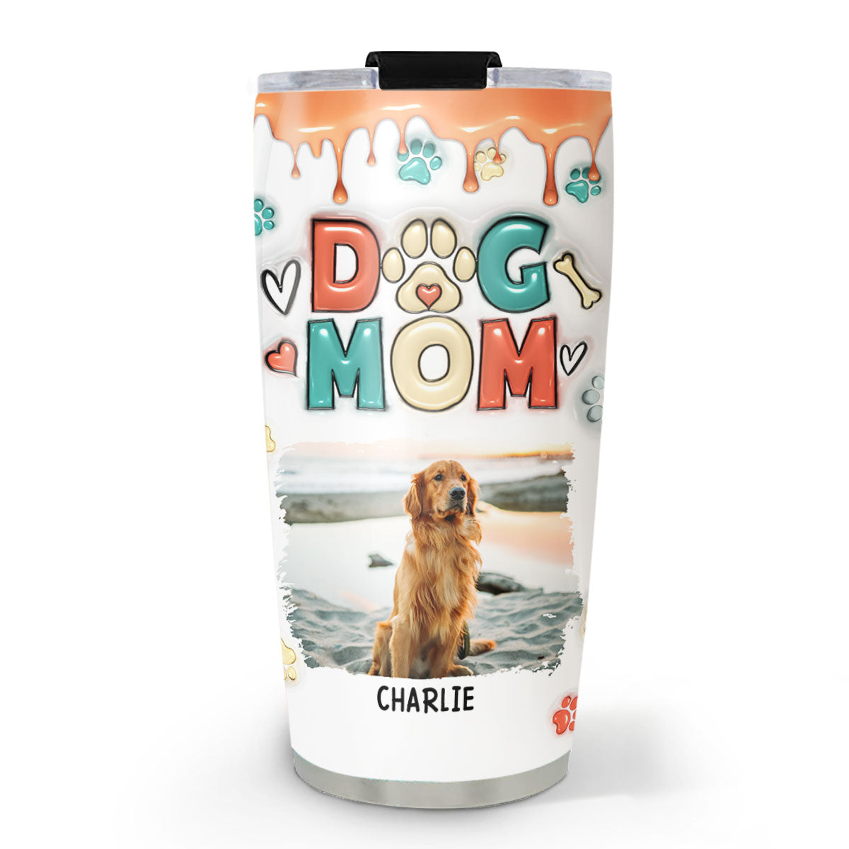 Customizable Mom of Dogs 3D Inflated Effect Personalized Photo Tumbler - 20oz High - Quality Stainless Steel